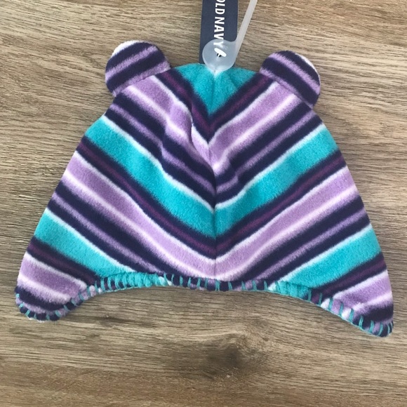 Old Navy 6-12 Month Old Bear Ears Blue, White, and Purple Hat - Picture 4 of 4